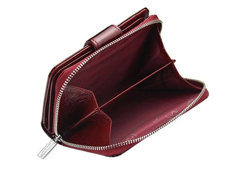 Lakierowany, pionowy portfel damski ze skóry naturalnej - Pierre Cardin - obrazek 4