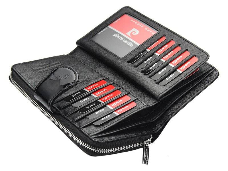 Pionowy, lakierowany portfel damski z opaską na zatrzask - Pierre Cardin - obrazek 6