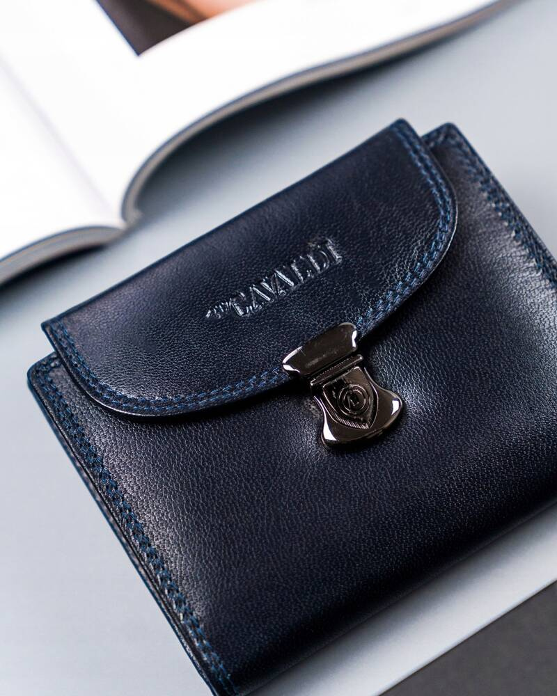 Średni, skórzany portfel damski na zatrzask - 4U Cavaldi - obrazek 3