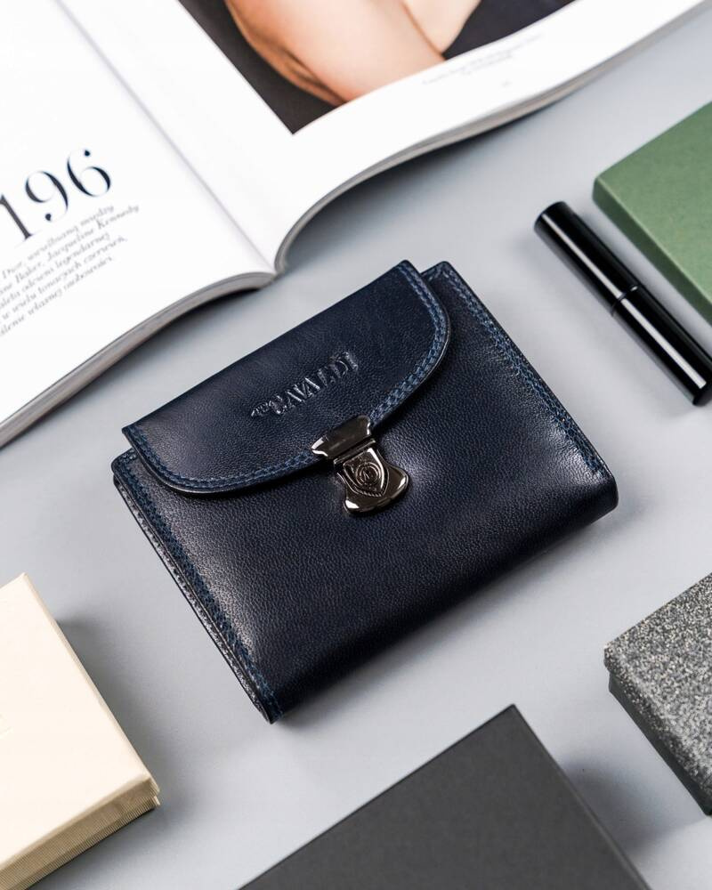 Średni, skórzany portfel damski na zatrzask - 4U Cavaldi - obrazek 2