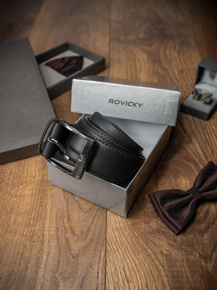 Błyszczący, szeroki pasek męski ze skóry naturalnej - obrazek 3