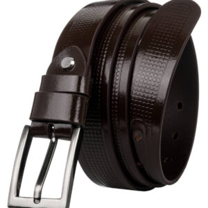 Pasek męski ze skóry naturalnej licowej z ozdobnym tłoczeniem  - Rovicky