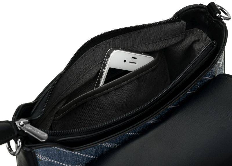 Mała listonoszka damska obszyta dżinsowym materiałem - David Jones - obrazek 8