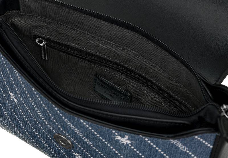 Mała listonoszka damska obszyta dżinsowym materiałem - David Jones - obrazek 7