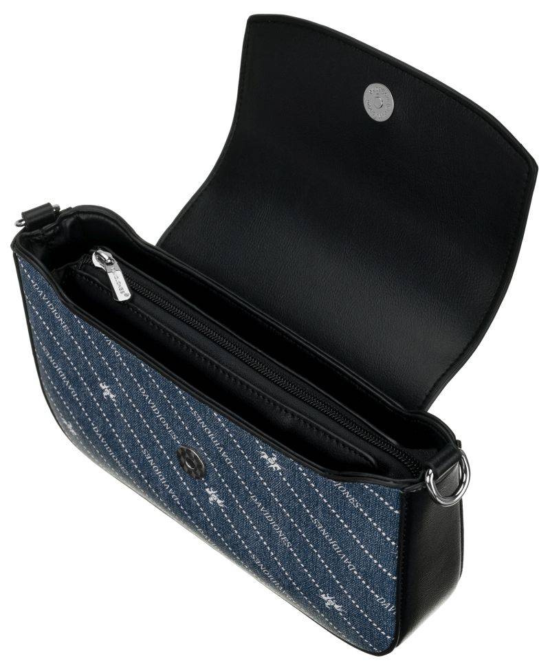 Mała listonoszka damska obszyta dżinsowym materiałem - David Jones - obrazek 6