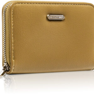 Poręczny portfel damski z gładkiej eko skóry zapinany suwakiem - David Jones