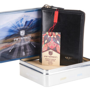 Skórzany portfel na zamek z ochroną kart - Peterson