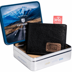Markowy portfel męski ze skóry naturalnej - Peterson