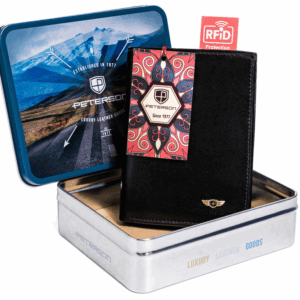 Pionowy portfel męski ze skóry naturalnej RFID - Peterson