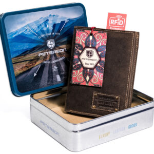 Portfel męski z retro skóry nubukowej - Peterson