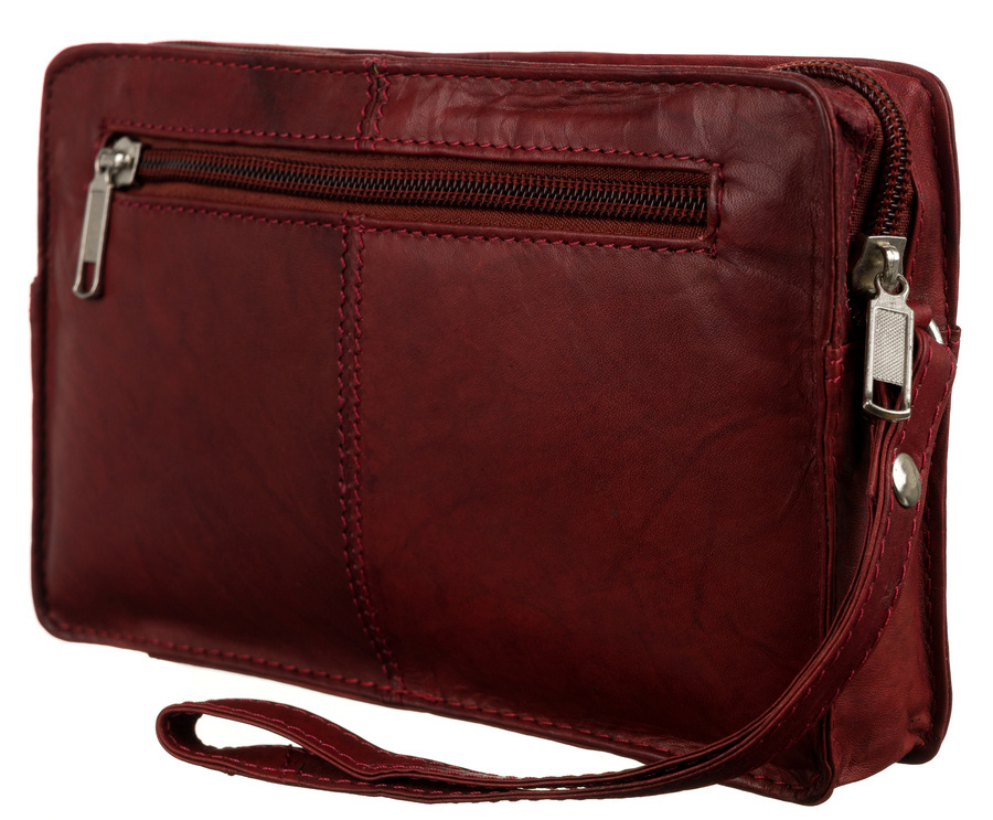 Skórzana saszetka męska z paskiem na nadgarstek - obrazek 7