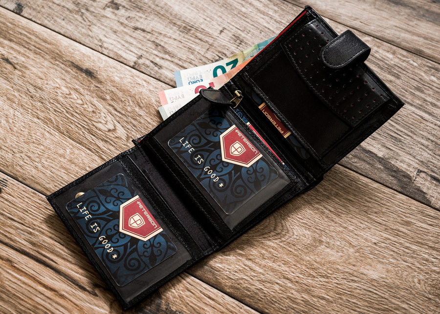 Skórzany portfel męski z zapięciem - Peterson - obrazek 10