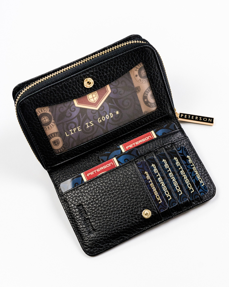 Pionowy, skórzany portfel z wężowym wzorem - Peterson - obrazek 4