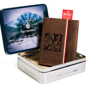 Skórzany portfel męski z akcentem patriotycznym - Peterson