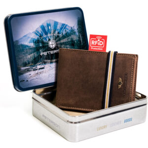 Nubukowy portfel męski z ochroną kart RFID - Peterson