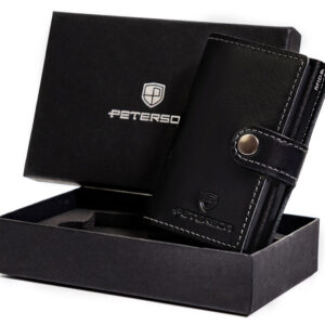 Skórzany portfel męski zapięciem - Peterson