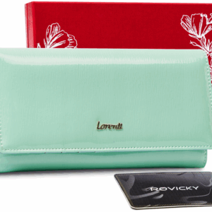 Lakierowany, duży portfel damski ze skóry naturalnej - Lorenti