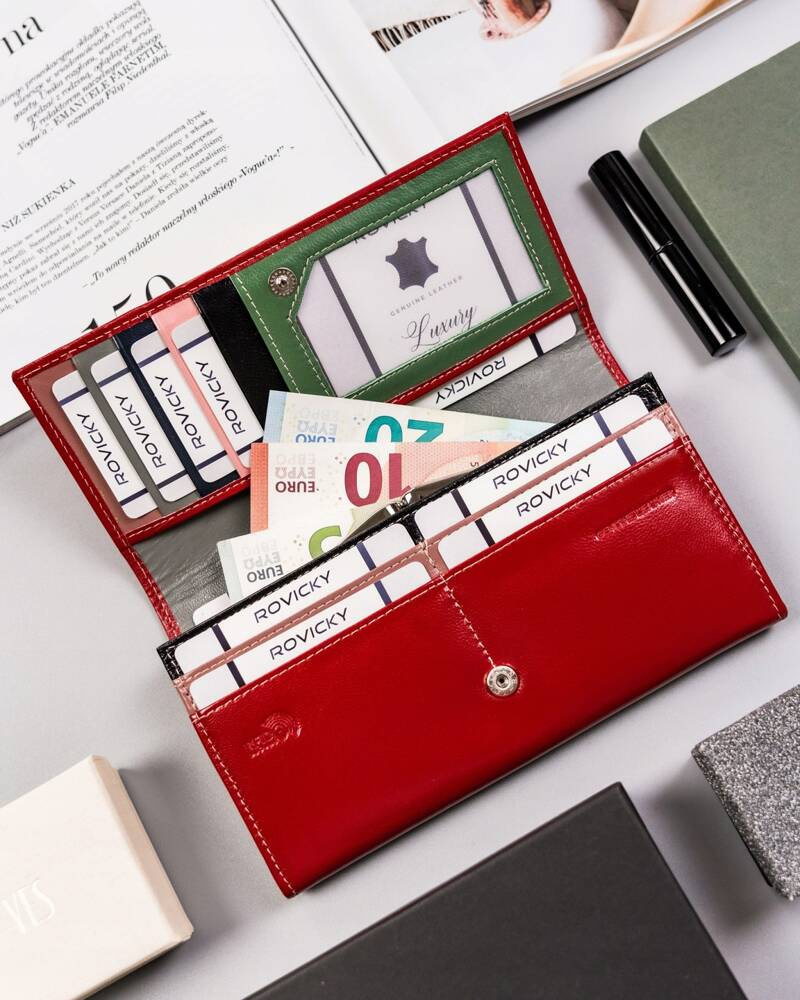 Elegancki, podłużny portfel damski z klapą na zatrzask - Cavaldi - obrazek 5