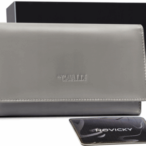 Elegancki, podłużny portfel damski z klapą na zatrzask - Cavaldi