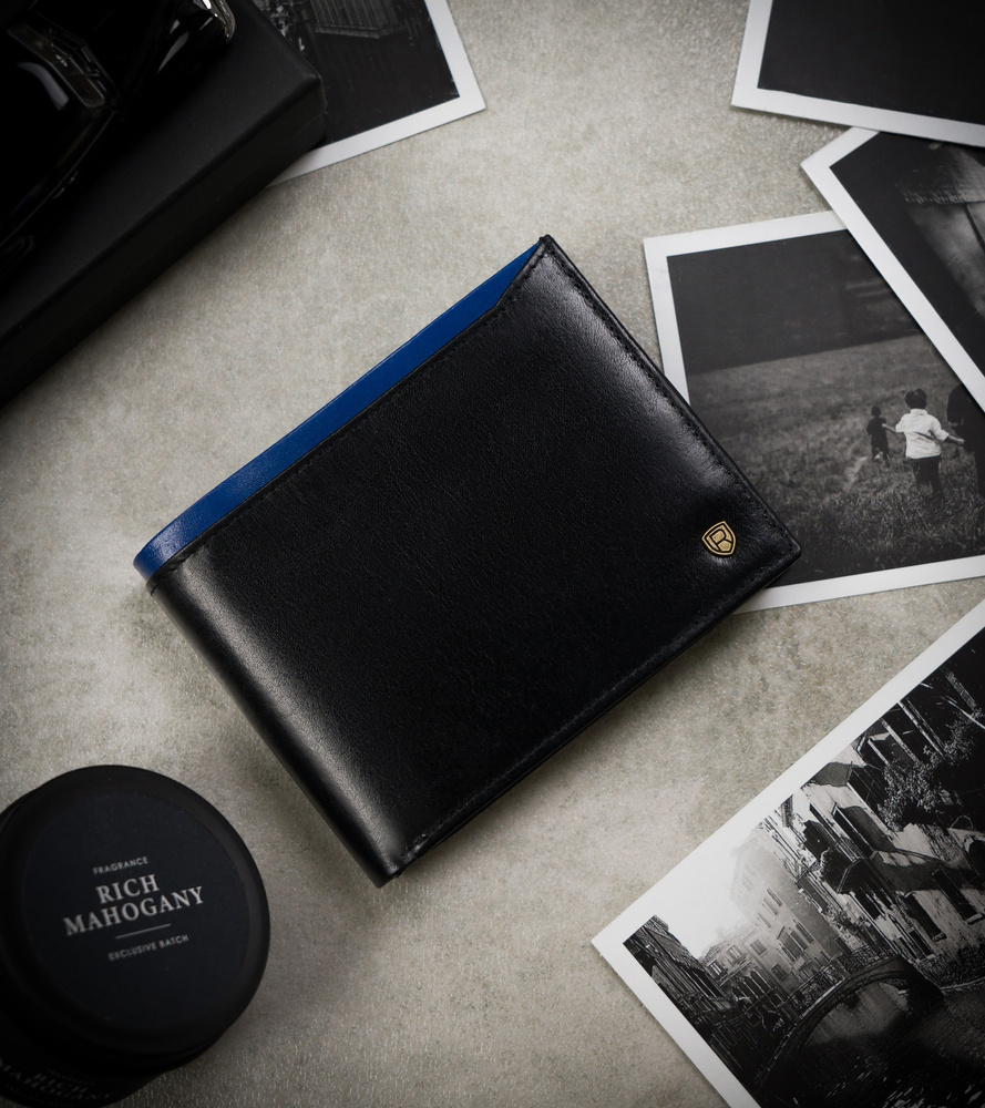 Portfel męski skórzany N992-RVT Black+Navy - obrazek 2
