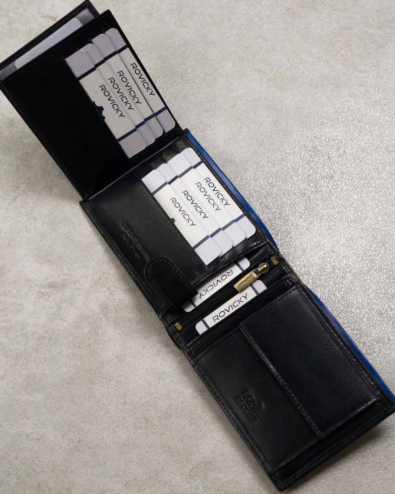 Portfel męski skórzany N992-RVT Black+Navy - obrazek 8