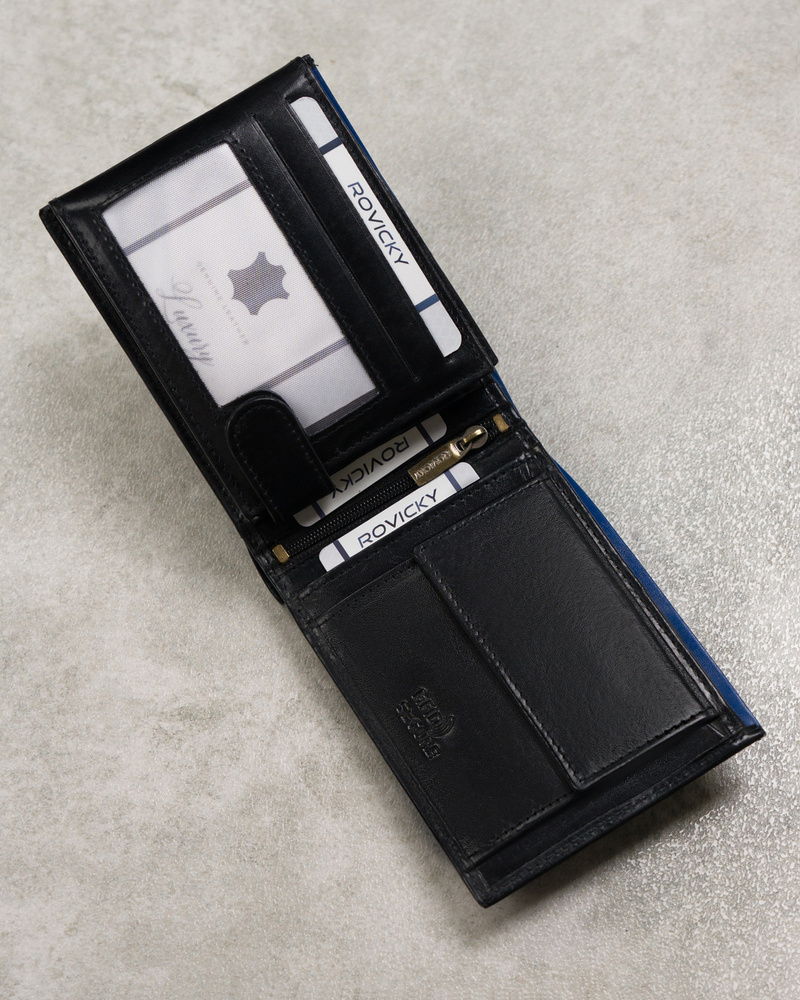 Portfel męski skórzany N992-RVT Black+Navy - obrazek 7