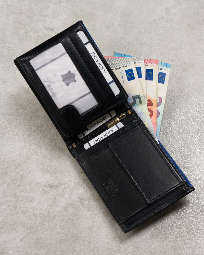 Portfel męski skórzany N992-RVT Black+Navy - obrazek 6