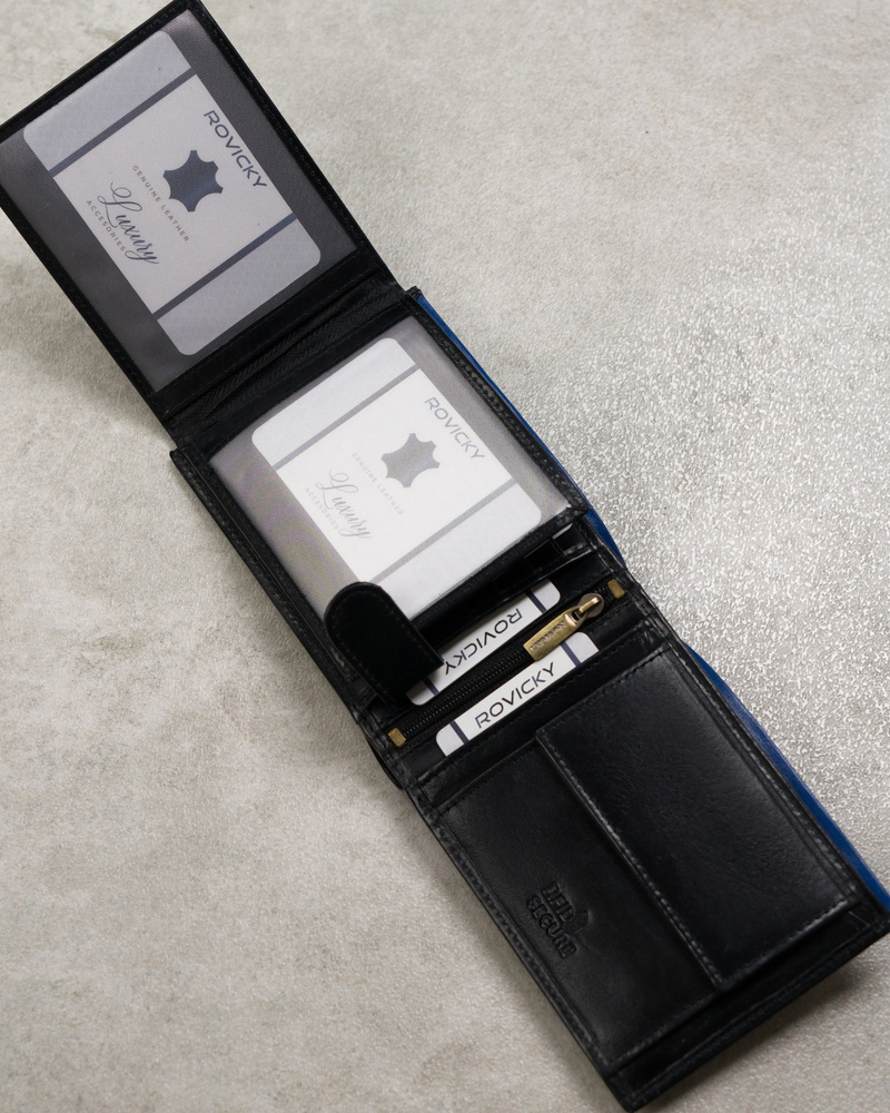 Portfel męski skórzany N992-RVT Black+Navy - obrazek 9