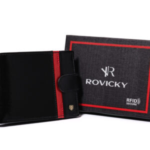 Skórzany portfel męski z ozdobnym paskiem - Rovicky