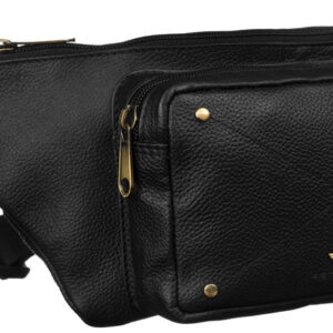 Skórzana saszetka na biodra z kieszeniami - Peterson