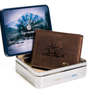 Duży skórzany portfel ze schowkiem na suwak - Peterson