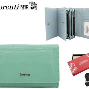 Lakierowany portfel damski na karty z zabezpieczeniem RFID Protect - Lorenti