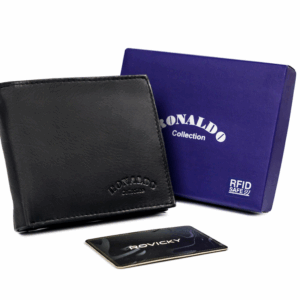 Klasyczny, poziomy skórzany portfel męski bez zapięcia - Ronaldo