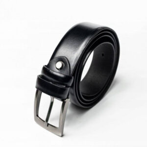 Gładki pasek męski z klasyczną klamrą, skóra naturalna - Rovicky