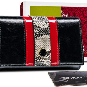 Skórzany portfel damski z motywem wężowej skóry - Peterson