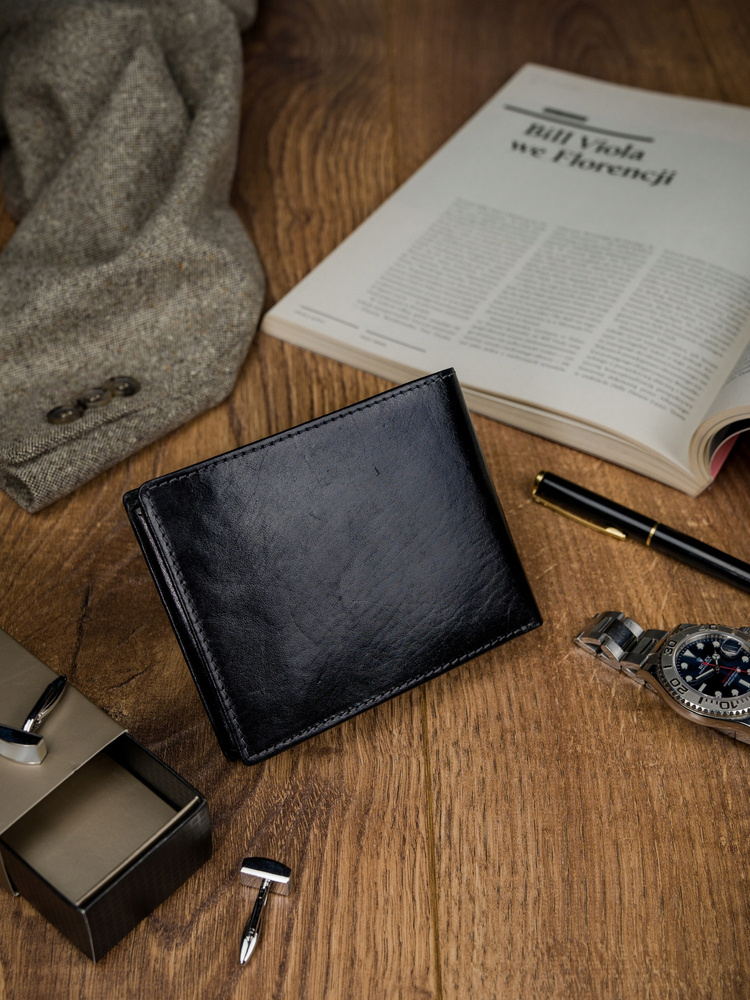 Skórzany portfel męski z systemem RFID - Rovicky - obrazek 12