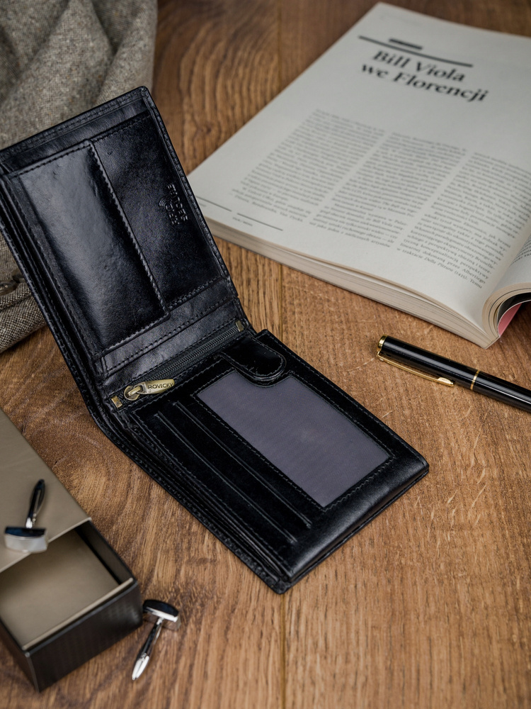 Skórzany portfel męski z systemem RFID - Rovicky - obrazek 4