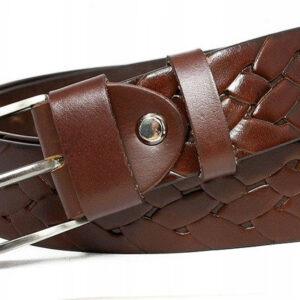 Elegancki, skórzany pasek męski z efektownym motywem plecionki - Rovicky