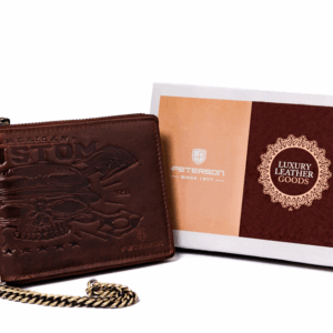 Duży, skórzany portfel męski z łańcuchem — Peterson