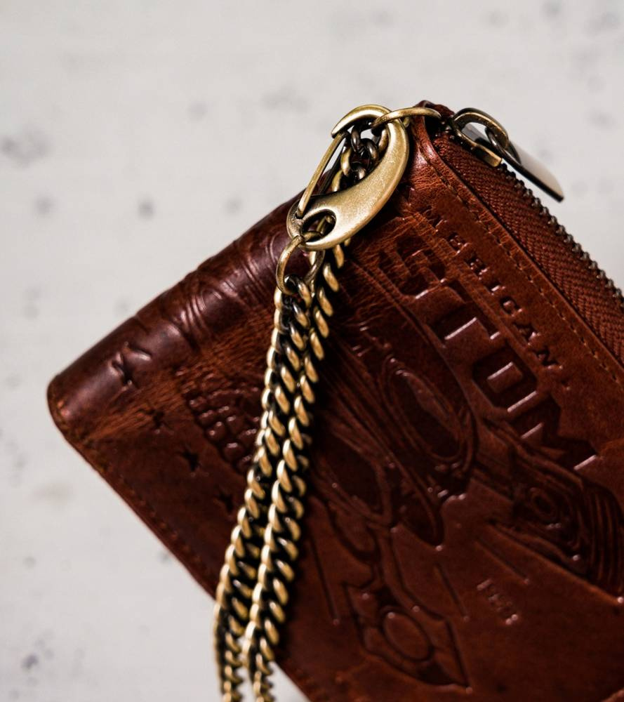 Duży, skórzany portfel męski z łańcuchem — Peterson - obrazek 3