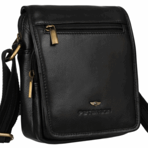 Skórzana listonoszka męska z zewnętrzną kieszenią na suwak — Peterson