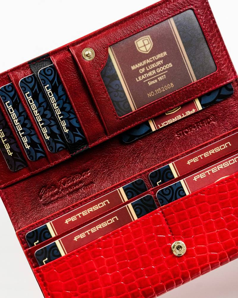 Duży, skórzany portfel damski z systemem RFID — Peterson - obrazek 10