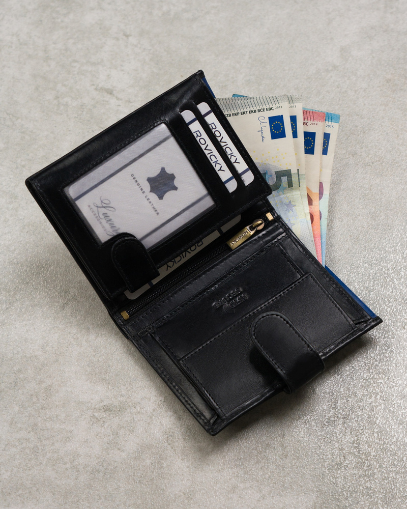 Skórzany portfel męski na karty z systemem RFID Protect— Rovicky - obrazek 6