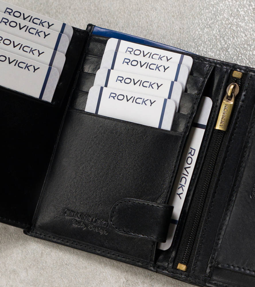 Skórzany portfel męski na karty z systemem RFID Protect— Rovicky - obrazek 8
