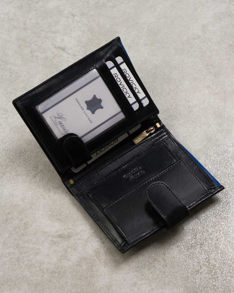Skórzany portfel męski na karty z systemem RFID Protect— Rovicky - obrazek 5