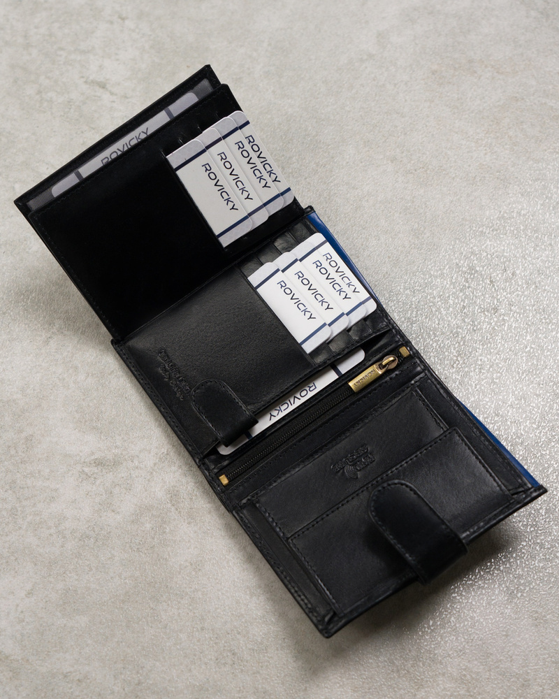 Skórzany portfel męski na karty z systemem RFID Protect— Rovicky - obrazek 7
