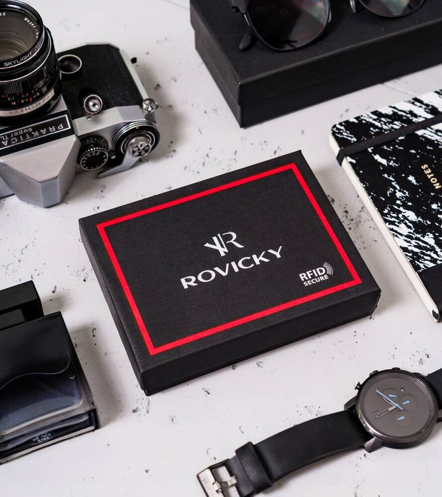 Duży portfel męski ze skóry naturalnej — Rovicky - obrazek 9