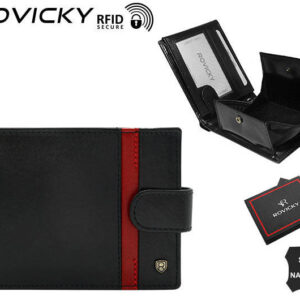 Duży, skórzany portfel męski na zatrzask — Rovicky