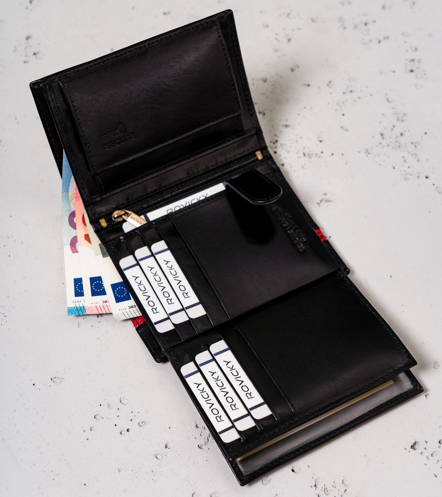 Stylowy portfel męski z bydlęcej skóry naturalnej — Rovicky - obrazek 8