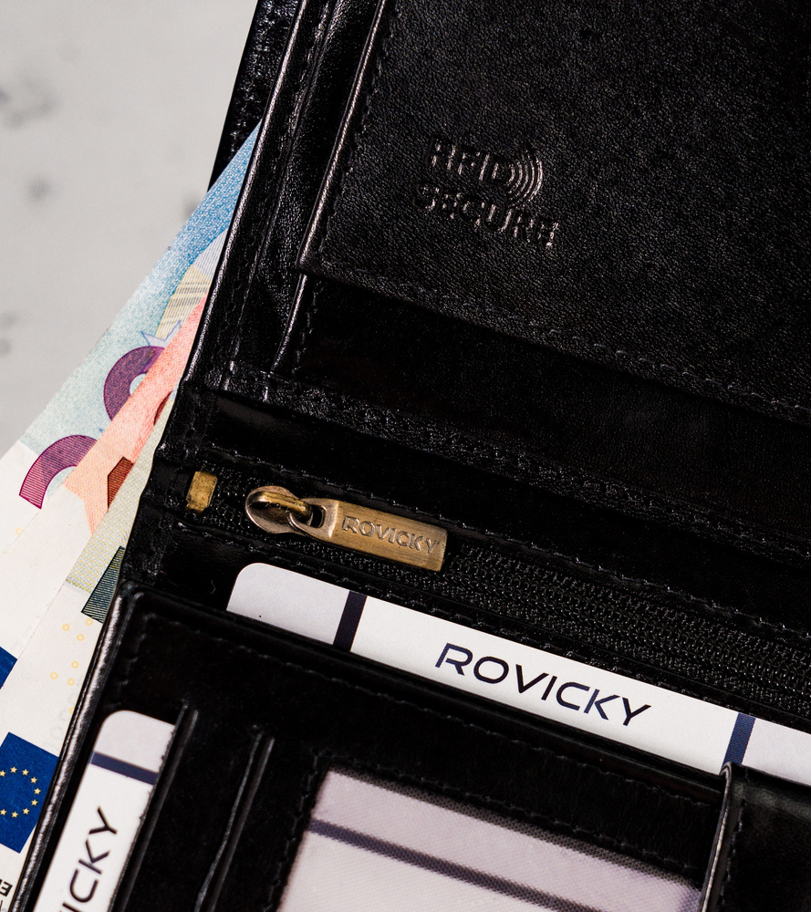 Stylowy portfel męski z bydlęcej skóry naturalnej — Rovicky - obrazek 11